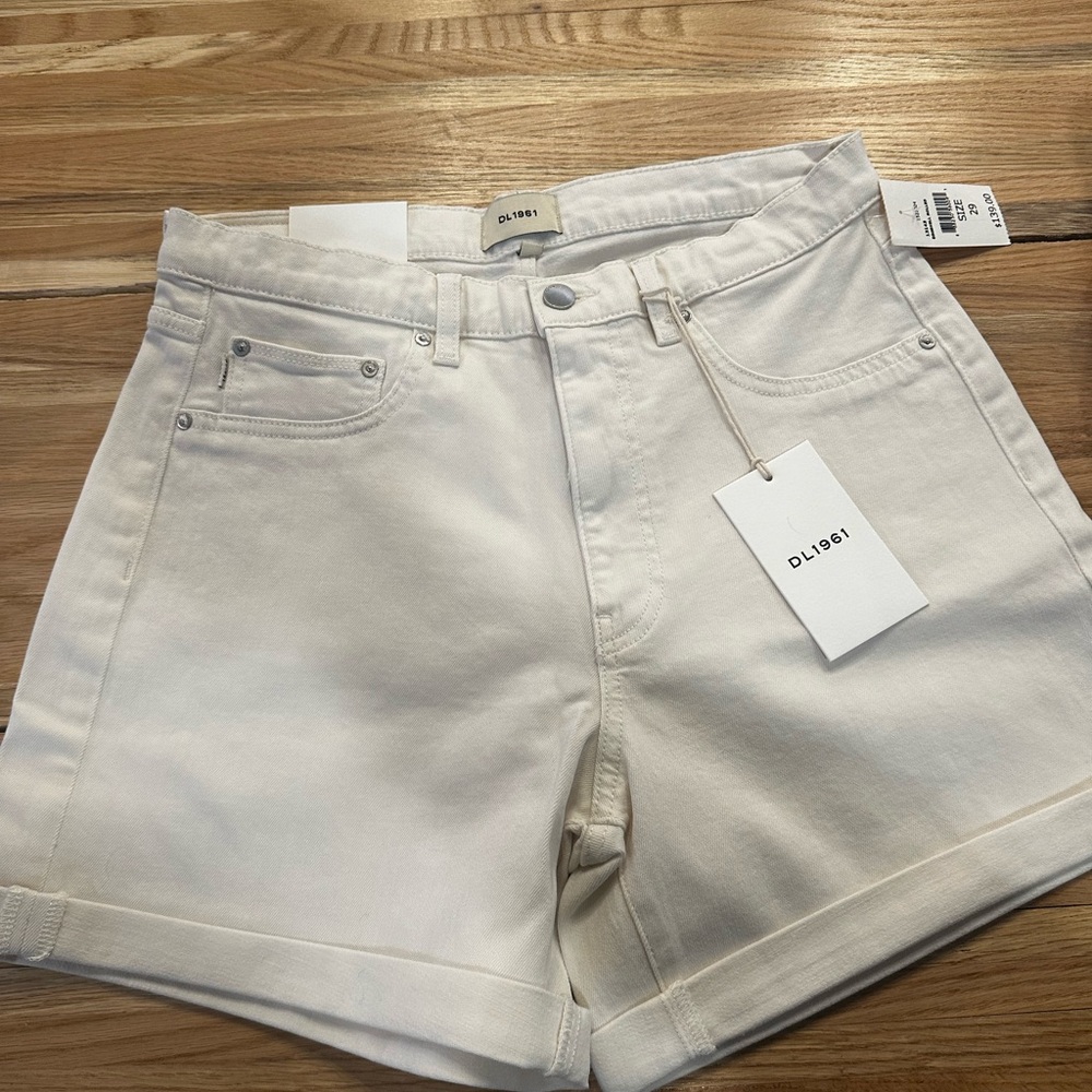 DL1961 White High-Rise Denim Shorts